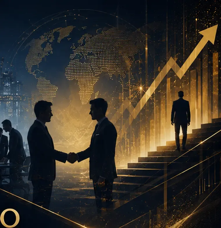 Networking e negócios em ambiente empresarial premium